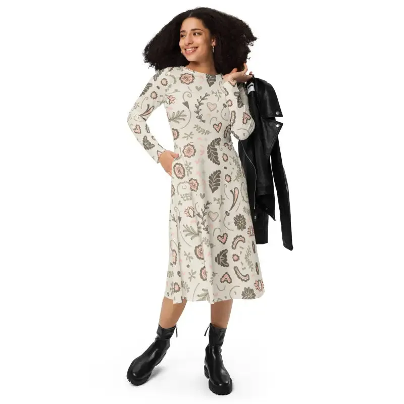 Stunning Eco Chic Long Sleeve Midi Dress