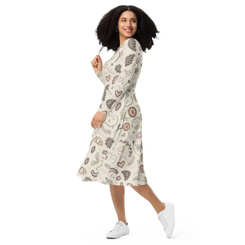 Stunning Eco Chic Long Sleeve Midi Dress