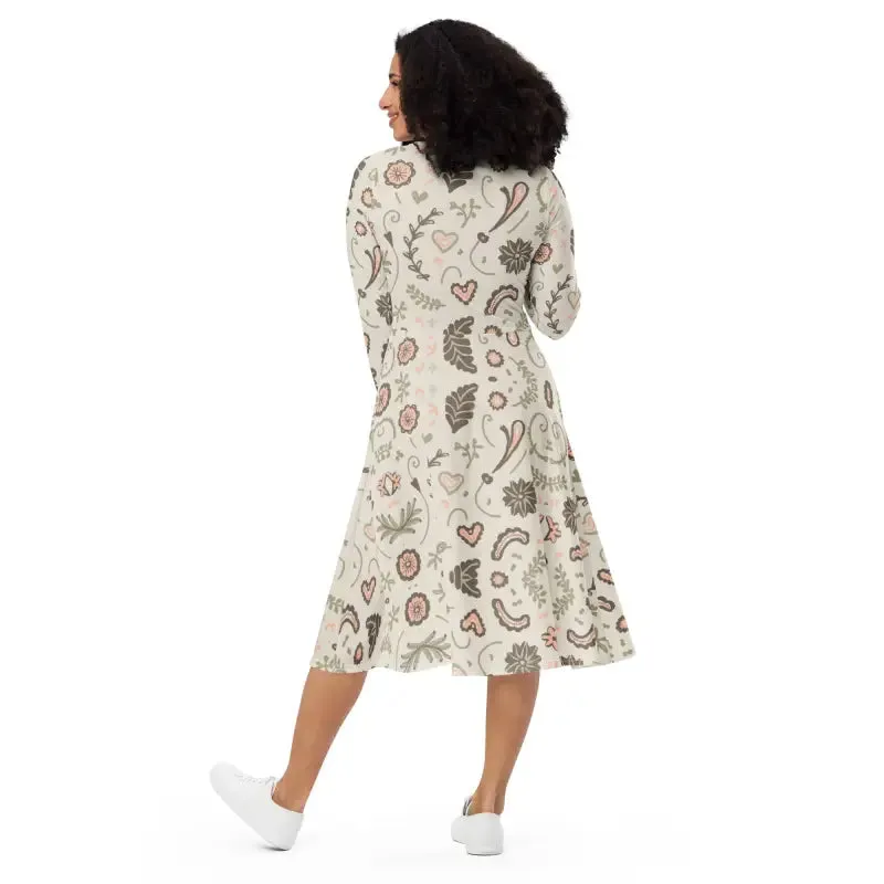 Stunning Eco Chic Long Sleeve Midi Dress