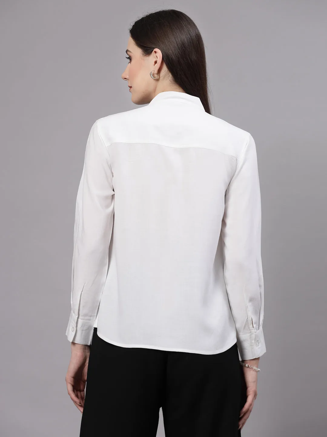 Style Quotient Women Smart White Double Pocket Shirt
