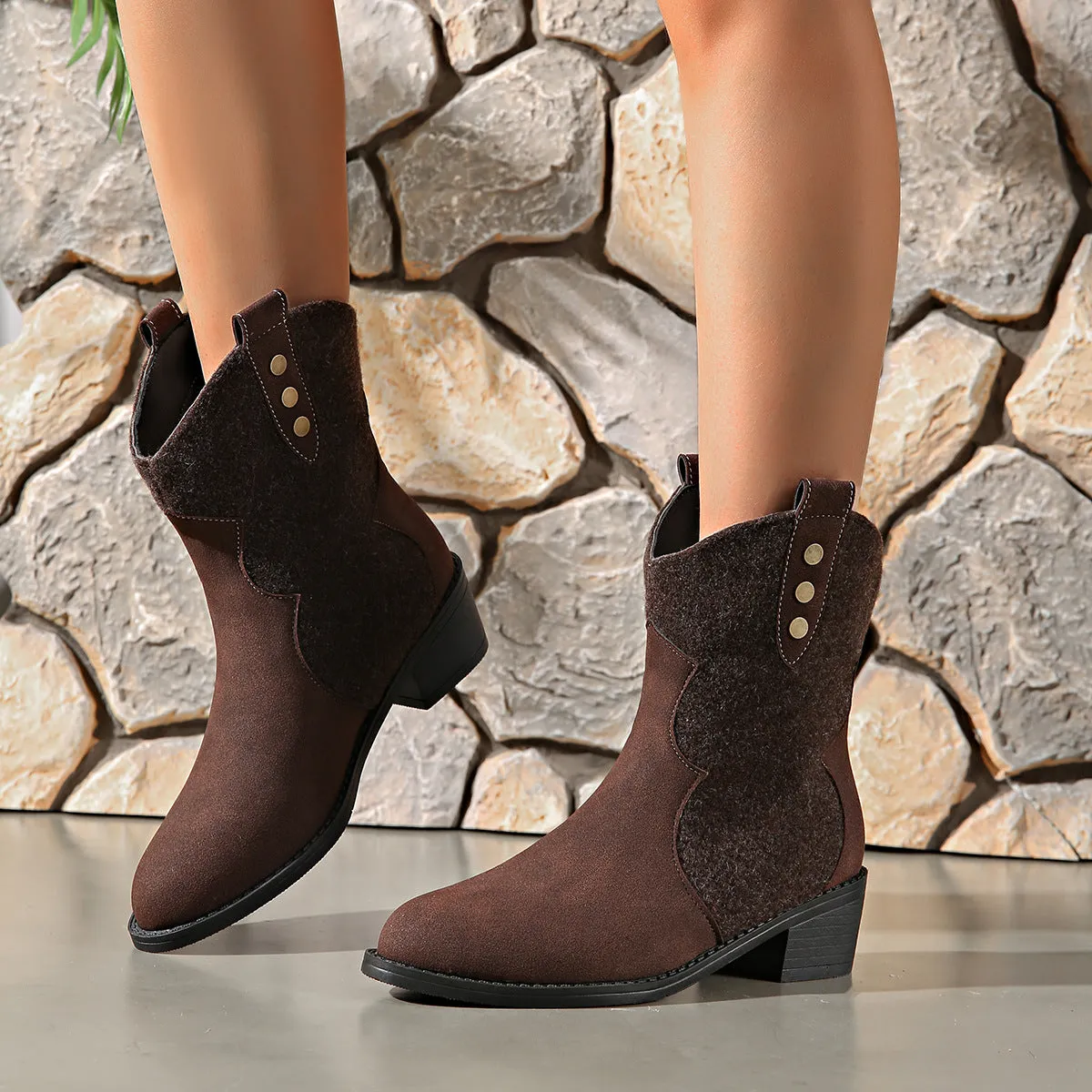 Suede Block Heel Boots