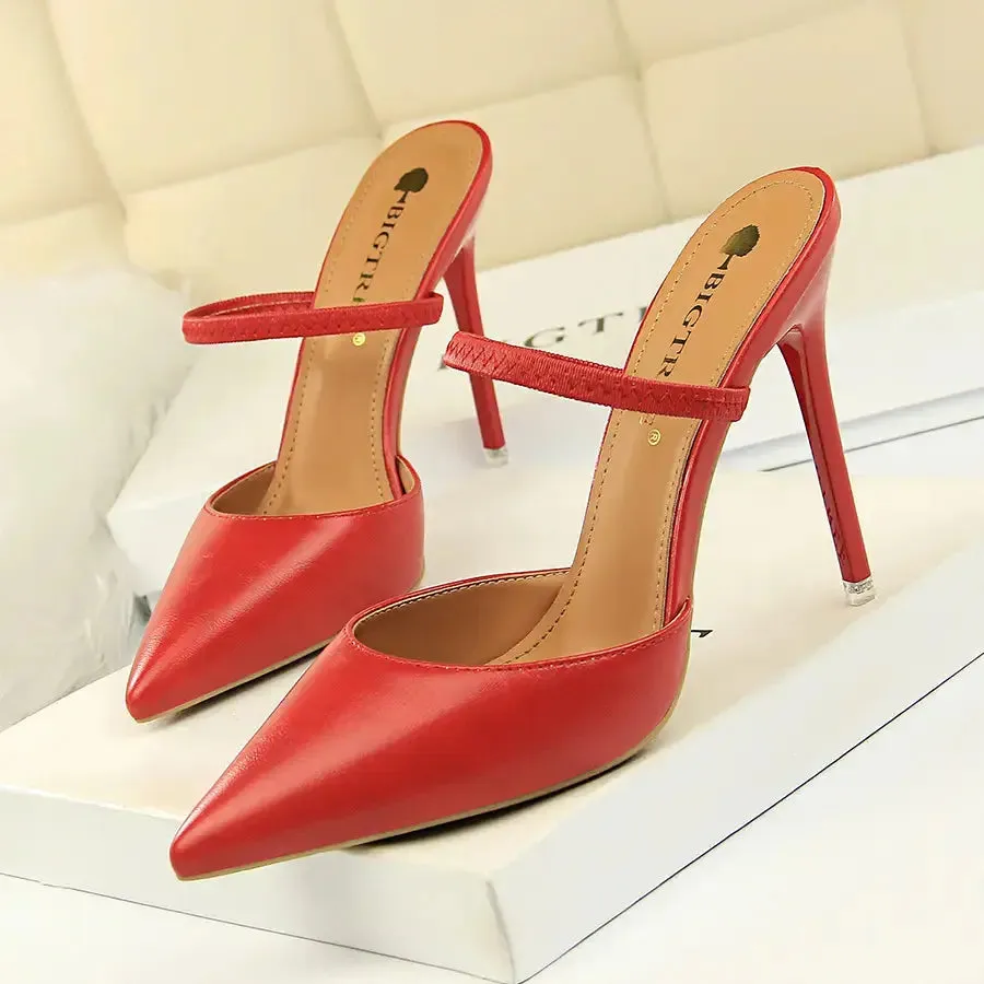 Summer High Heels Slippers Pu Heeled Sandals Stiletto Ladies Shoes Fashion Female Shoes