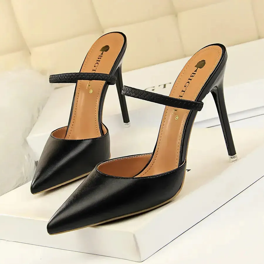 Summer High Heels Slippers Pu Heeled Sandals Stiletto Ladies Shoes Fashion Female Shoes