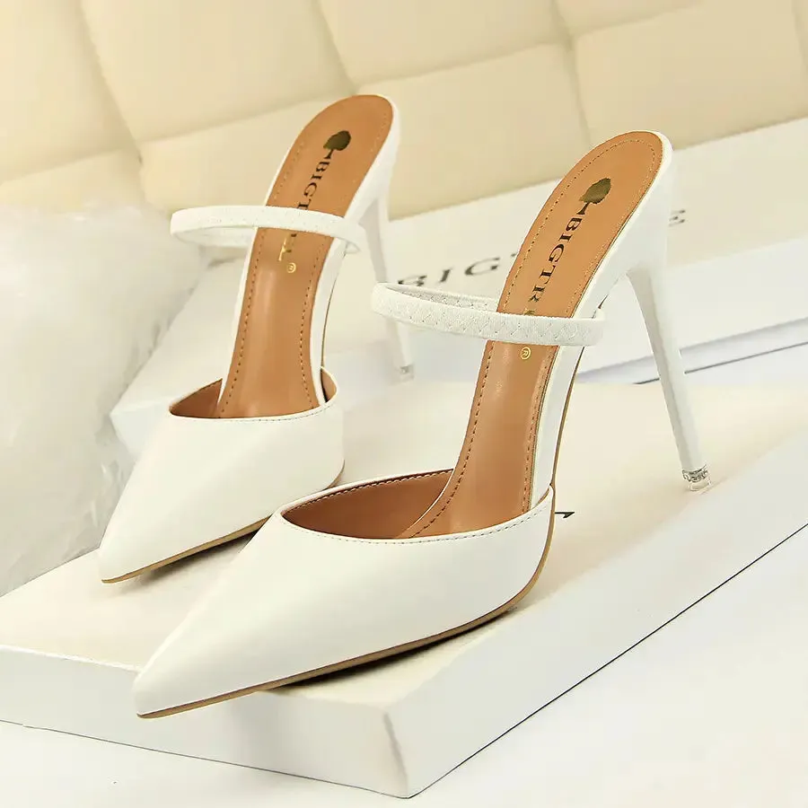 Summer High Heels Slippers Pu Heeled Sandals Stiletto Ladies Shoes Fashion Female Shoes