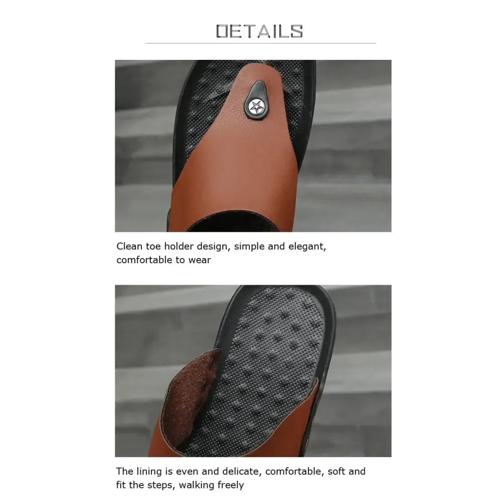 Summer Modern Design Men Flip-Flops For Beach Slippers Classic Brown Sandals Comfortable Casual Beach Outdoor Slippers For Men