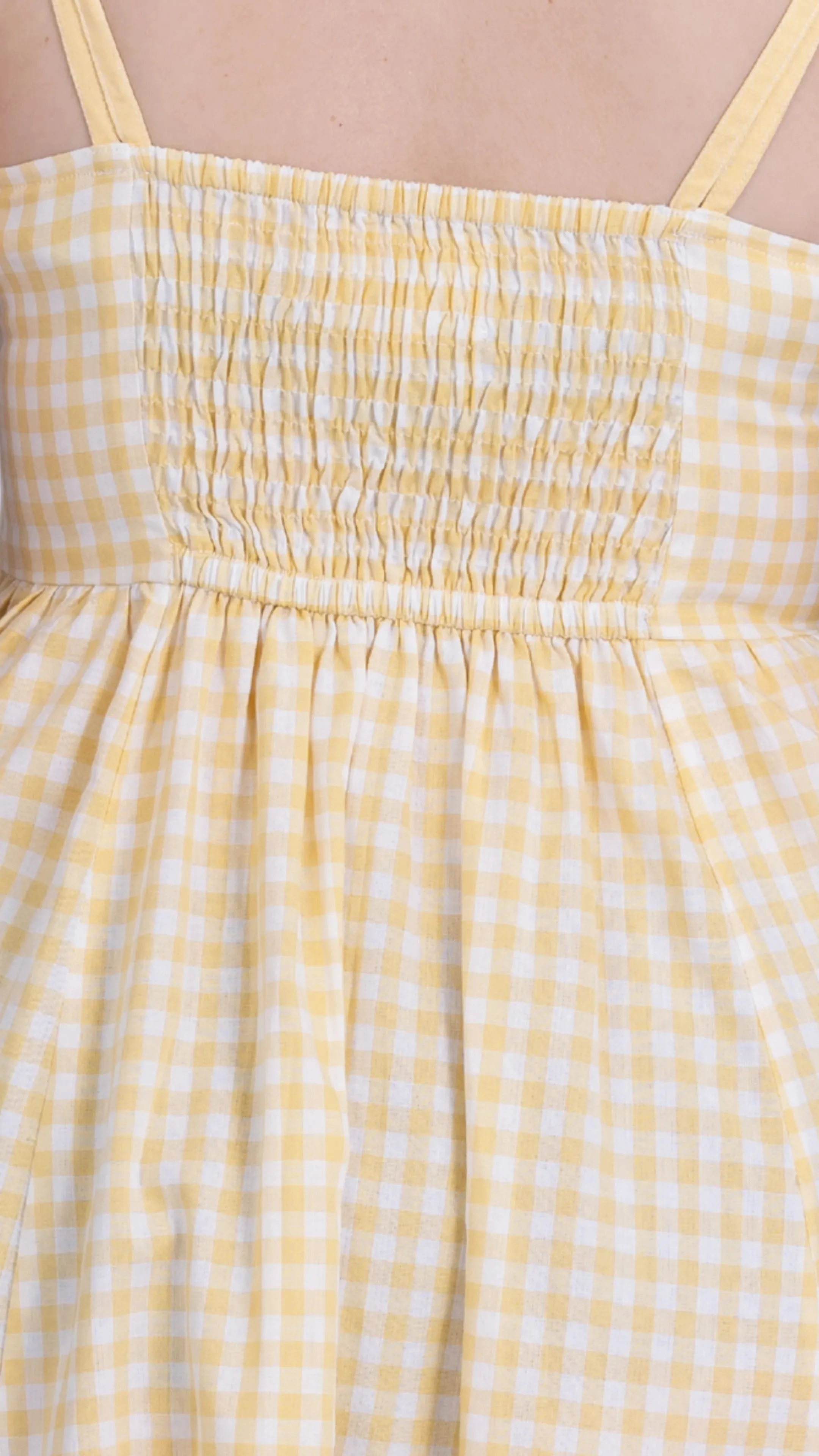 Sunshine Chic Yellow Gingham Cotton Mini Dress