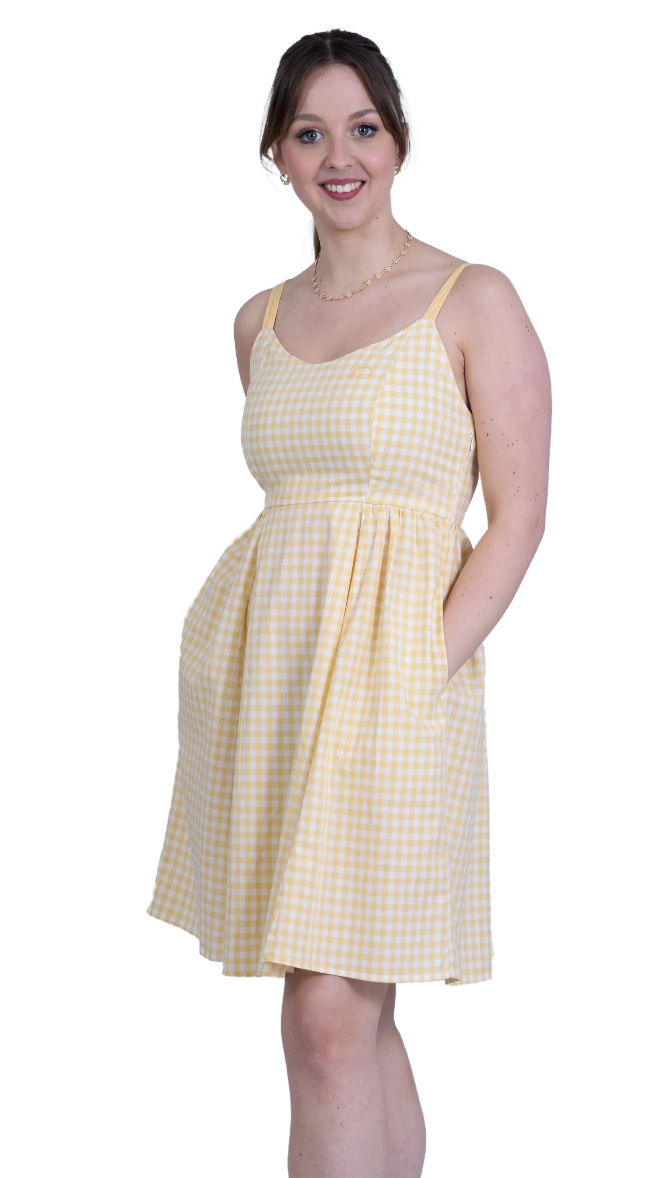 Sunshine Chic Yellow Gingham Cotton Mini Dress