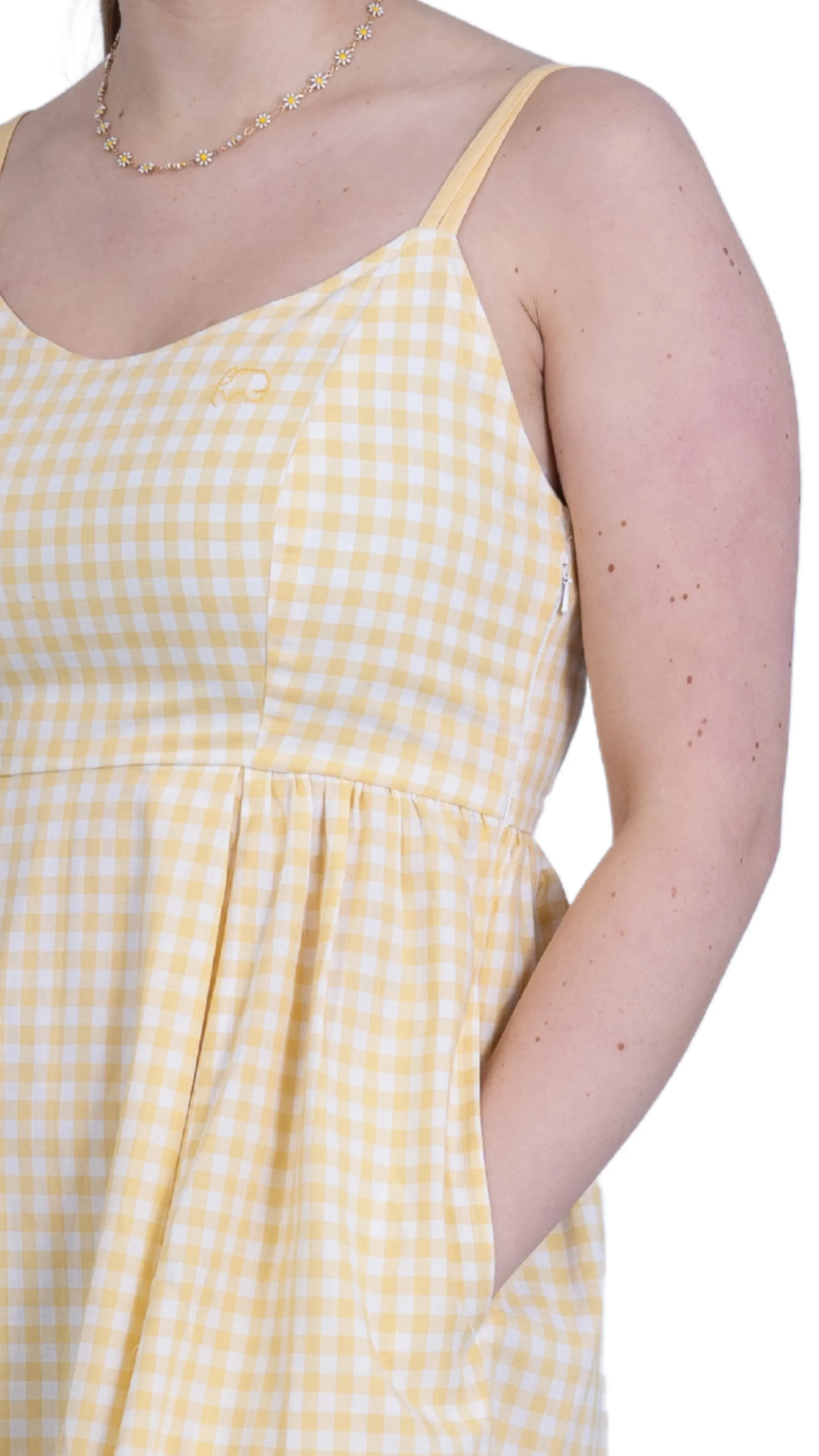 Sunshine Chic Yellow Gingham Cotton Mini Dress