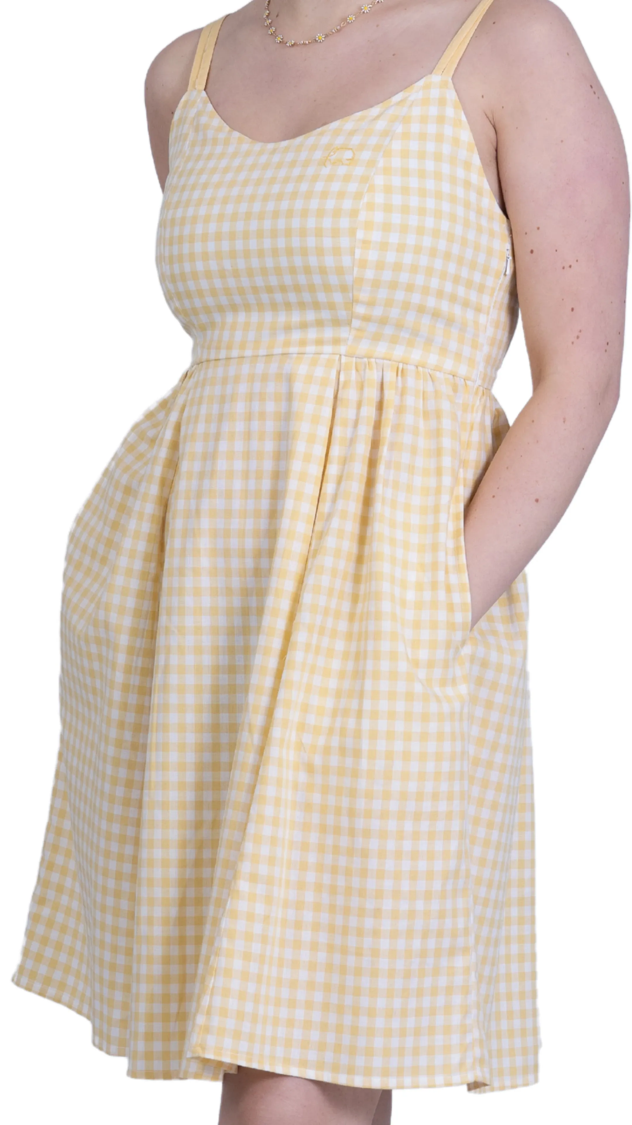 Sunshine Chic Yellow Gingham Cotton Mini Dress