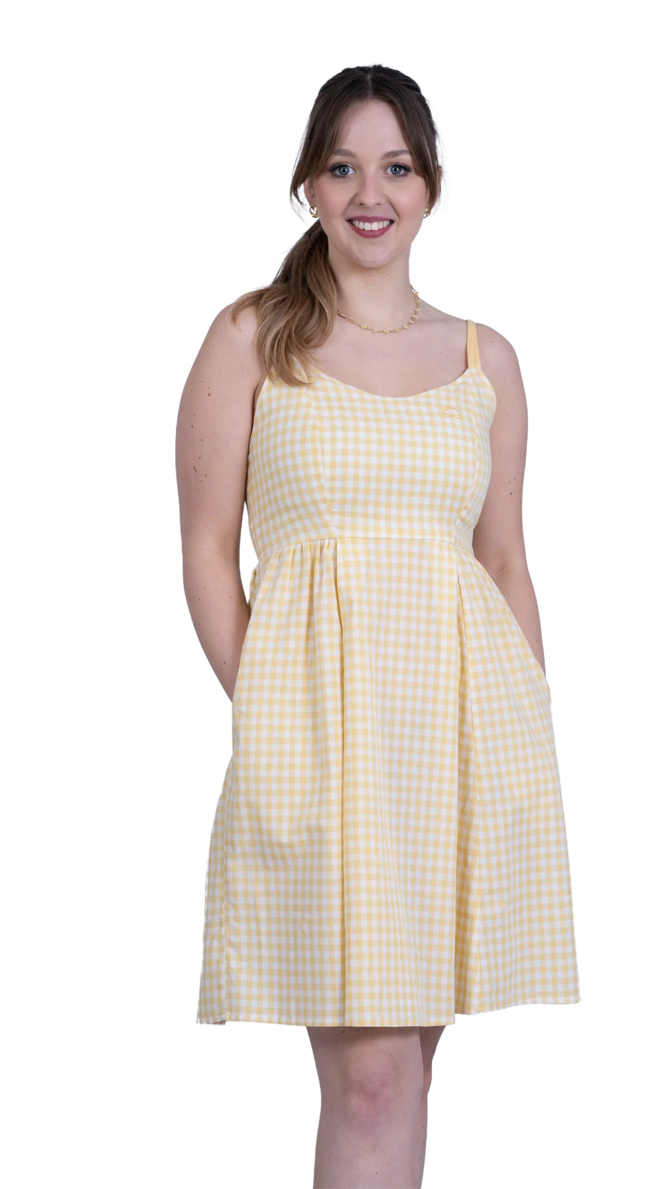 Sunshine Chic Yellow Gingham Cotton Mini Dress
