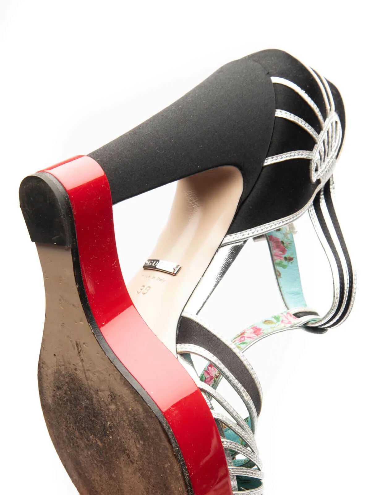 T-Strap Platform Court Heels Multicolour Patent Leather