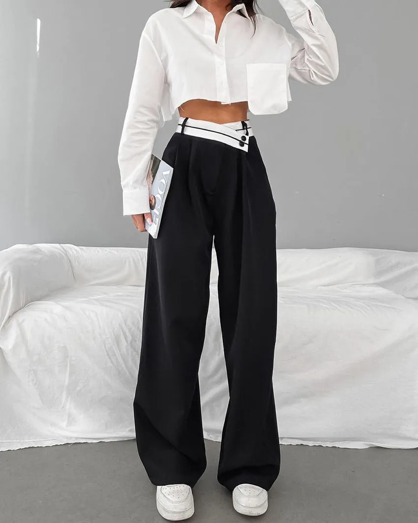 Tierra Patchwork Wide Leg High Waisted Pants