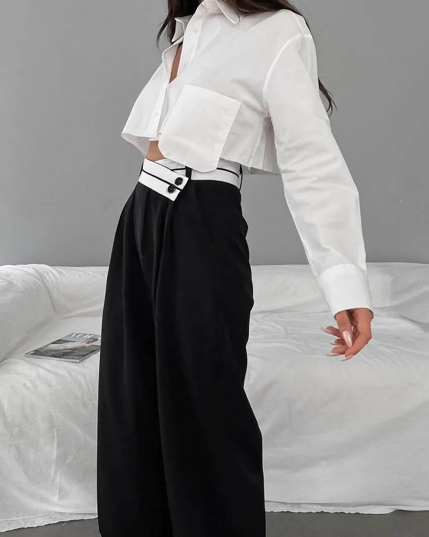 Tierra Patchwork Wide Leg High Waisted Pants