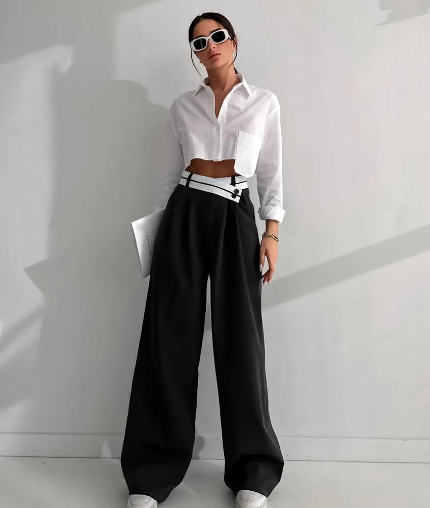 Tierra Patchwork Wide Leg High Waisted Pants
