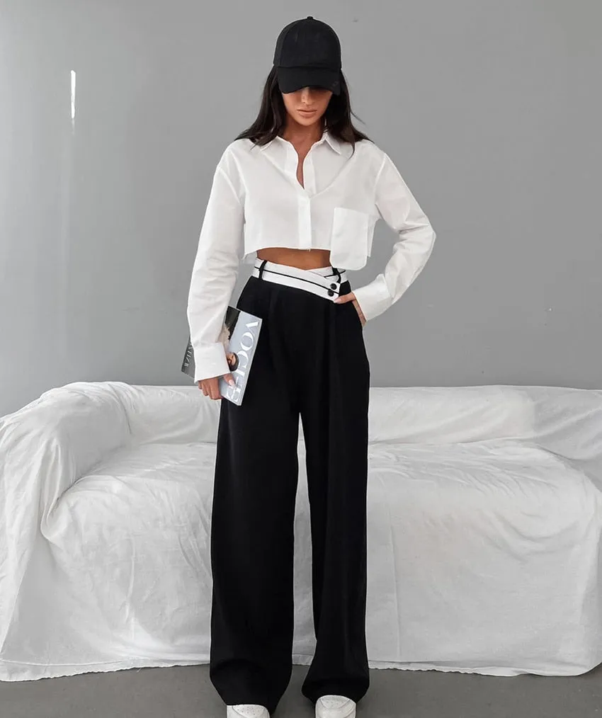 Tierra Patchwork Wide Leg High Waisted Pants