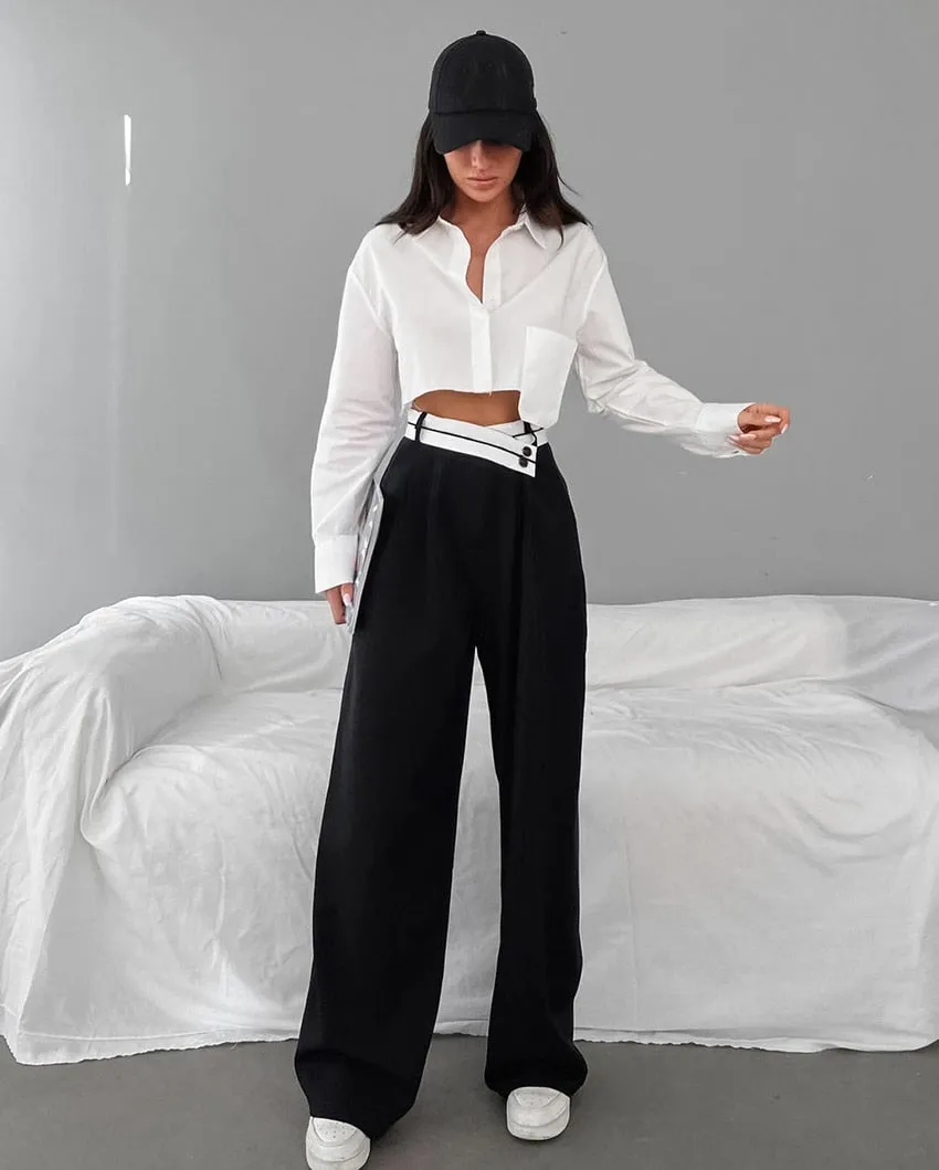 Tierra Patchwork Wide Leg High Waisted Pants