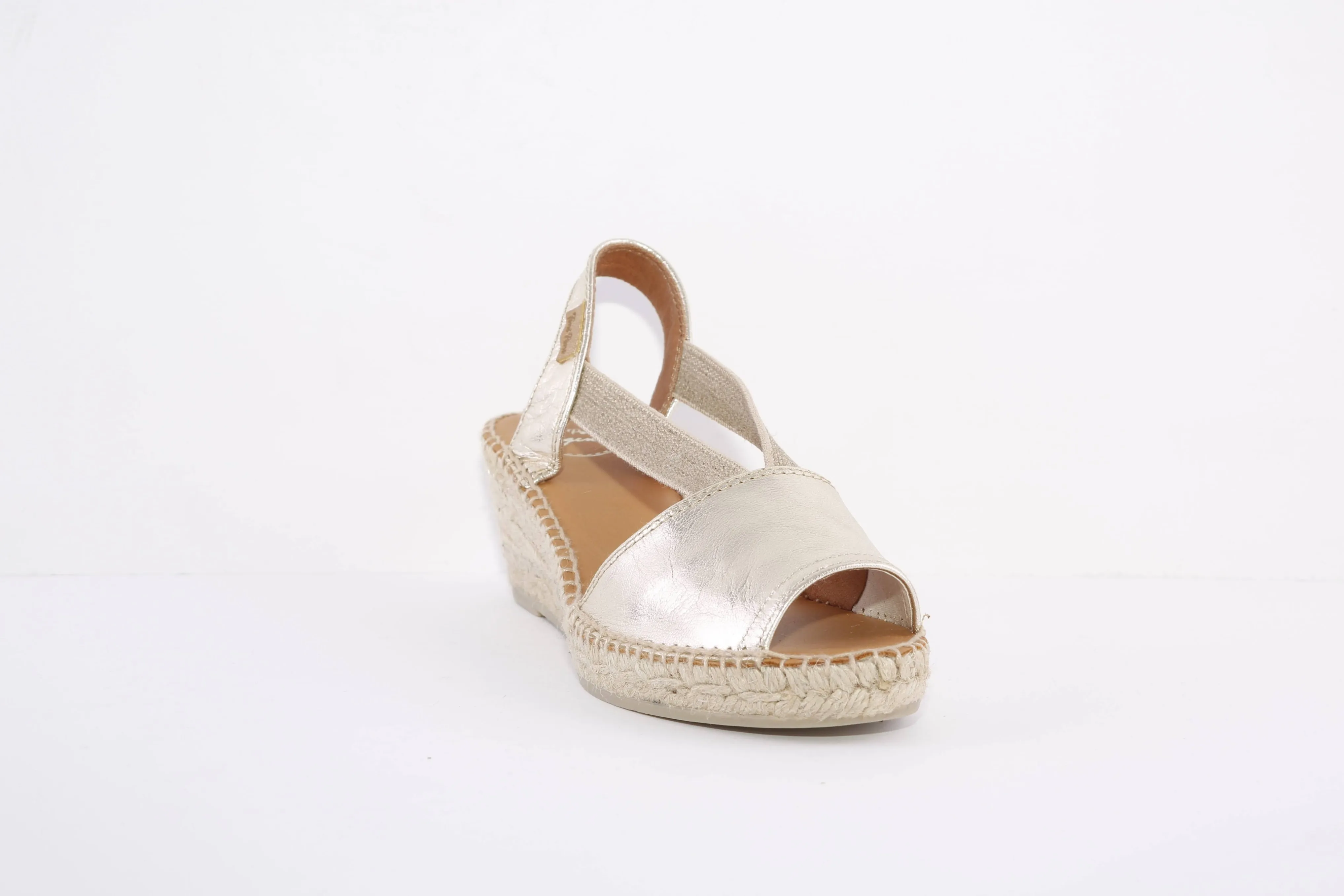 TONI PONS - TEIDE LOW WEDGE ELASTIC STRAP SANDAL - PLATINUM