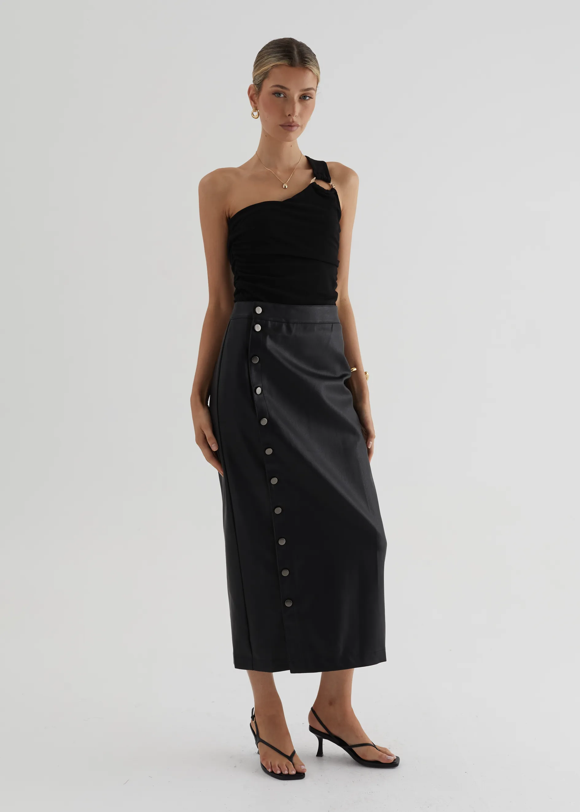 Tretra PU Maxi Skirt - Black