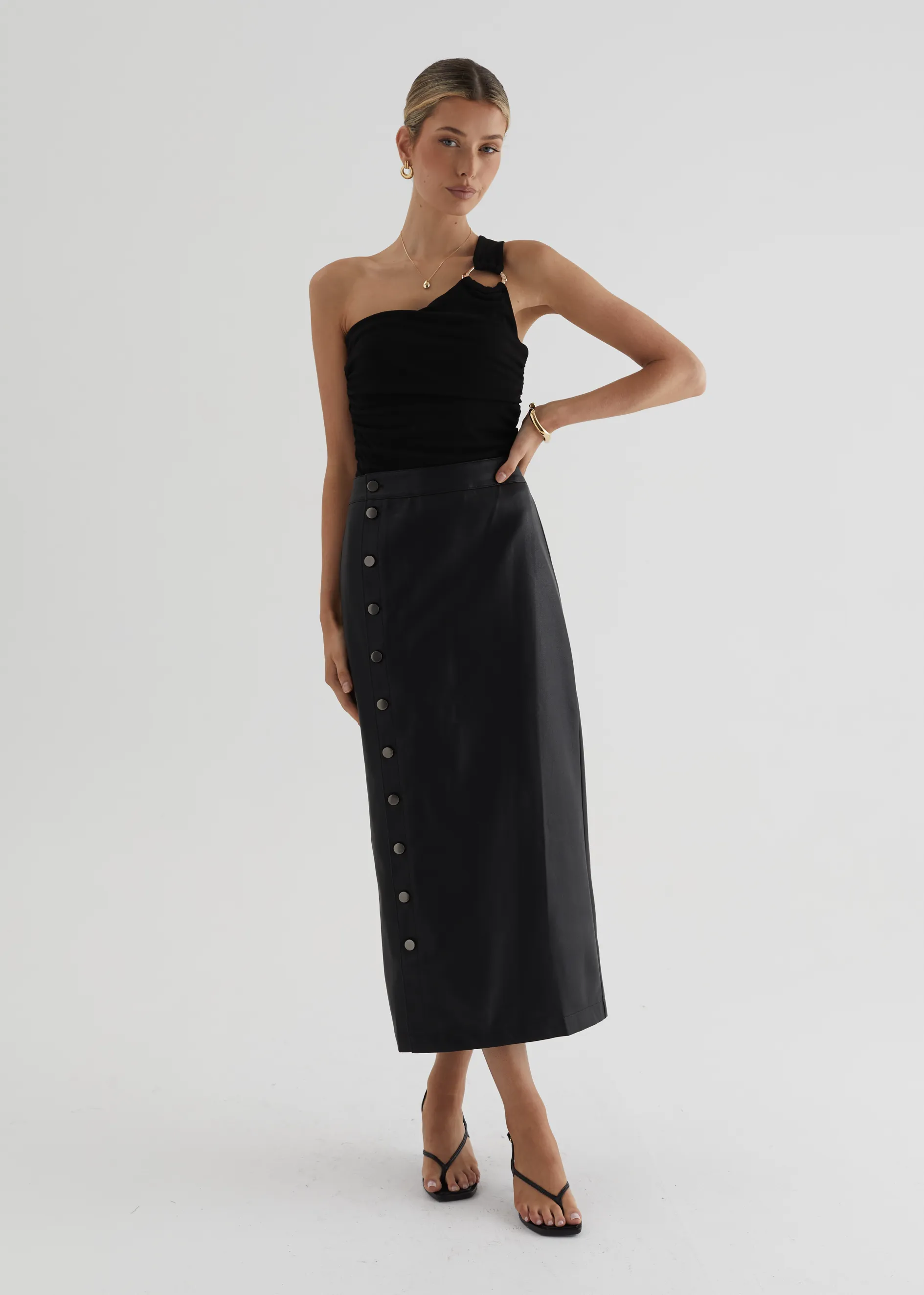 Tretra PU Maxi Skirt - Black