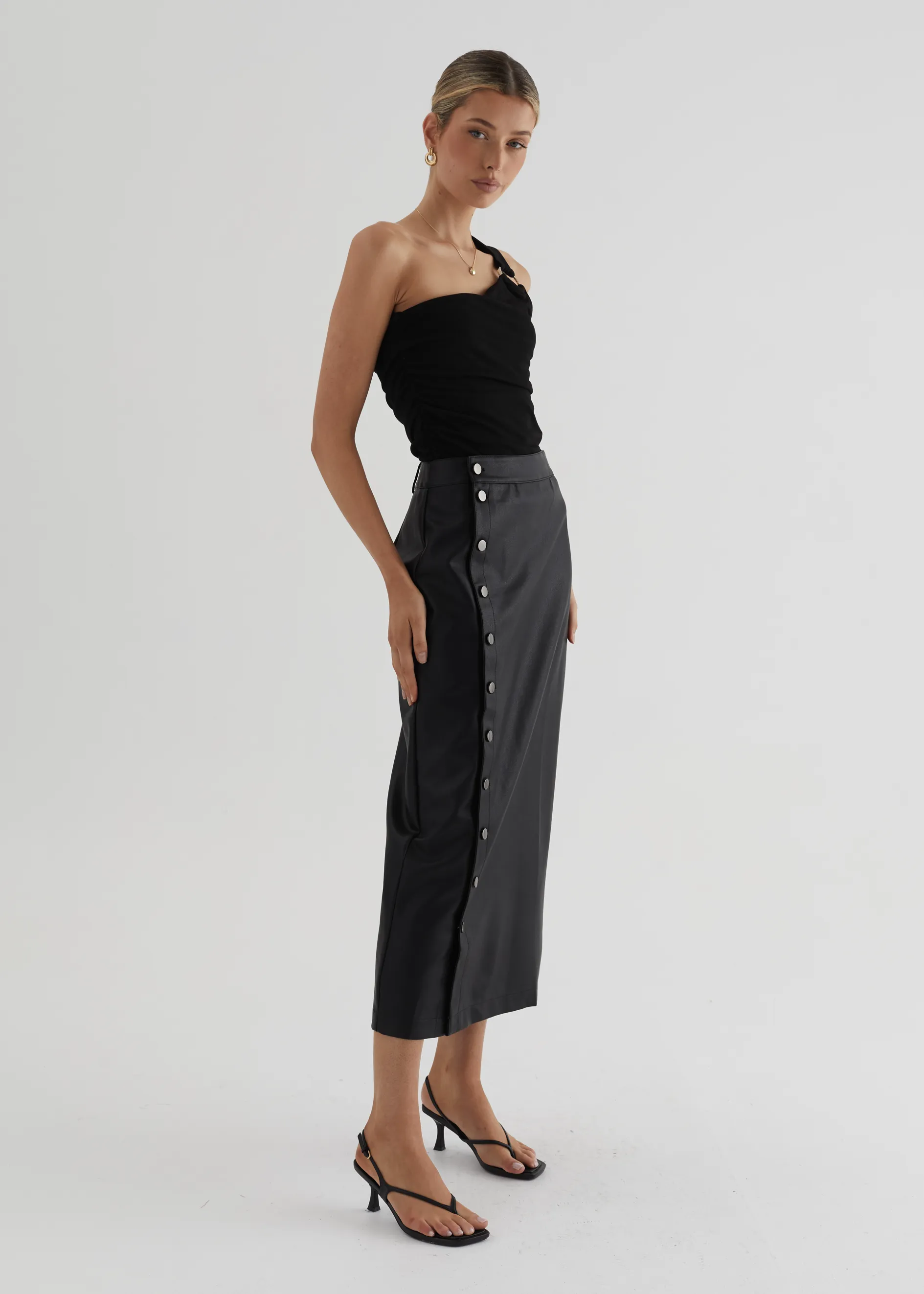 Tretra PU Maxi Skirt - Black