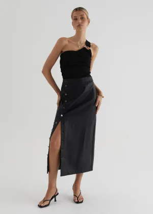 Tretra PU Maxi Skirt - Black