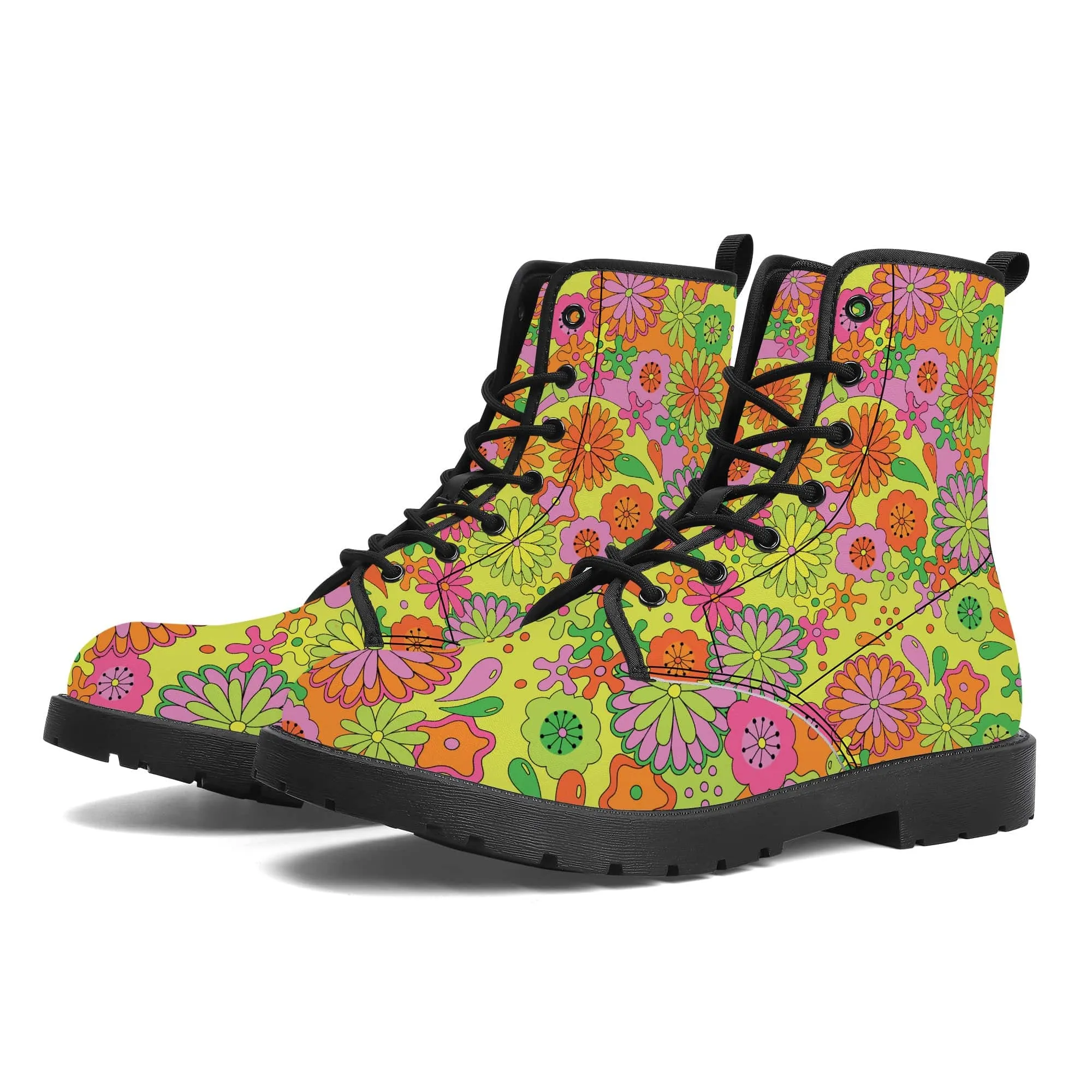 Trippy Flowers Vegan Leather Boots