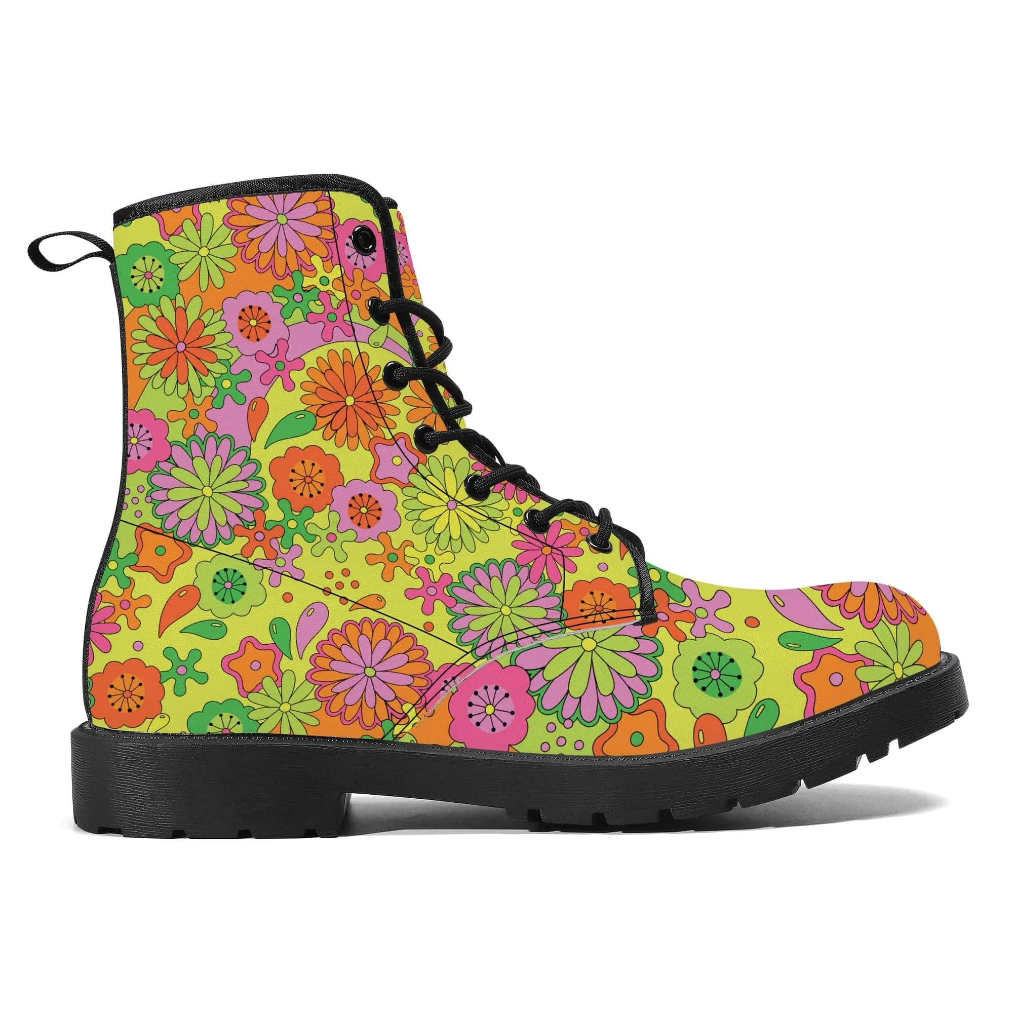 Trippy Flowers Vegan Leather Boots