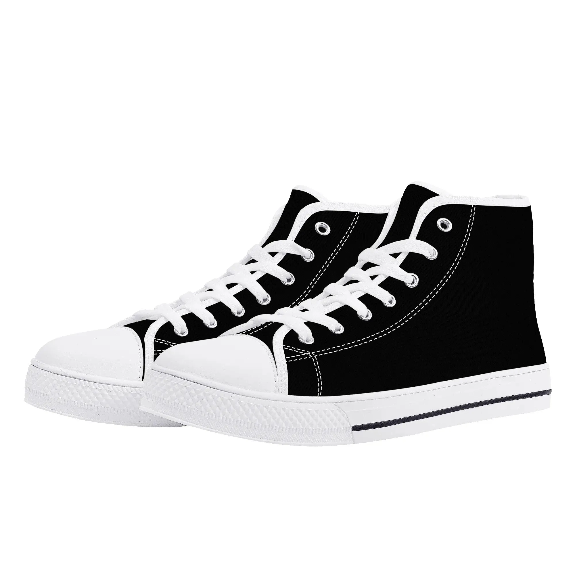Unisex Black and White High Top Canvas Shoes