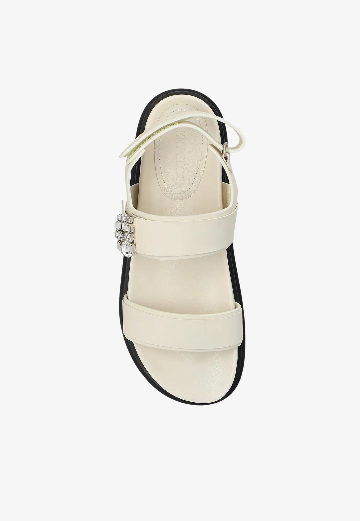 Verity Leather Crystal Flat Sandals