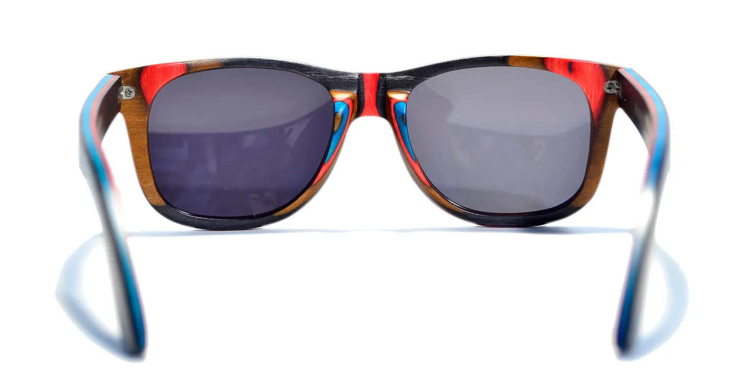 Vert Series / Jetsam Black / Recycled Skate Deck Wood Sunglasses / Blue Polarized Lenses