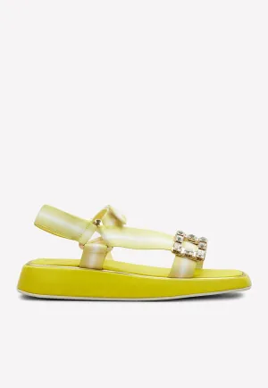 Vivier Slide Trekky Crystal Buckle Sandals
