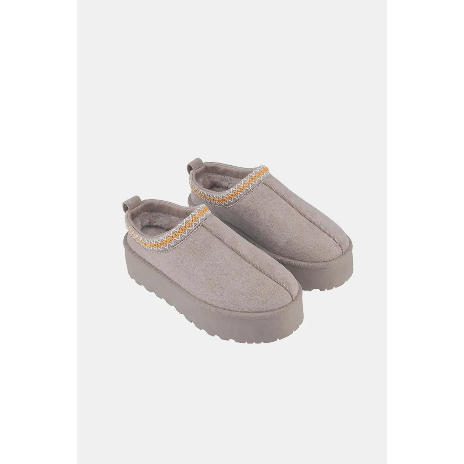 Weeboo Platform Embroidered Trim Slip-On Boots