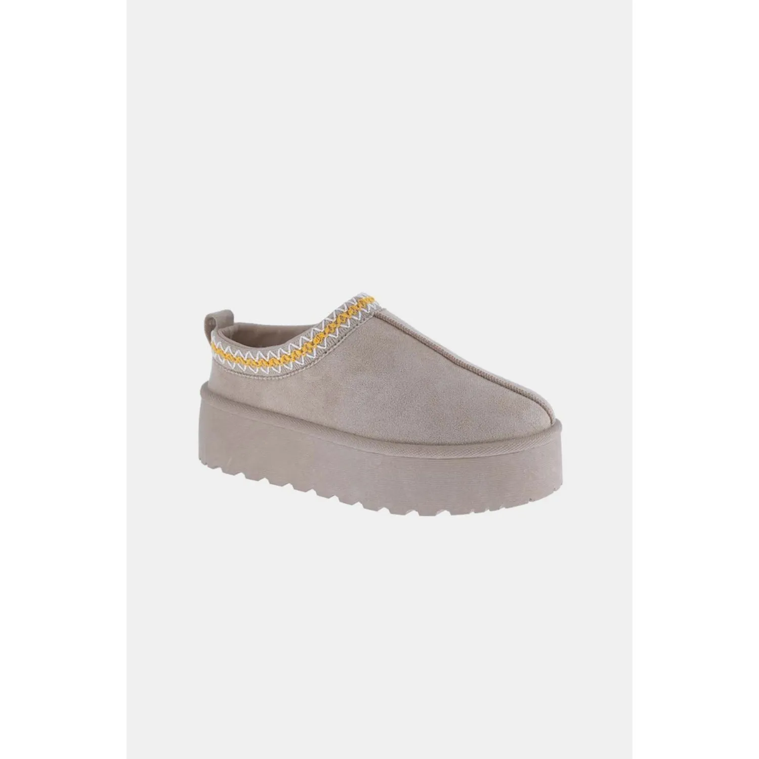 Weeboo Platform Embroidered Trim Slip-On Boots