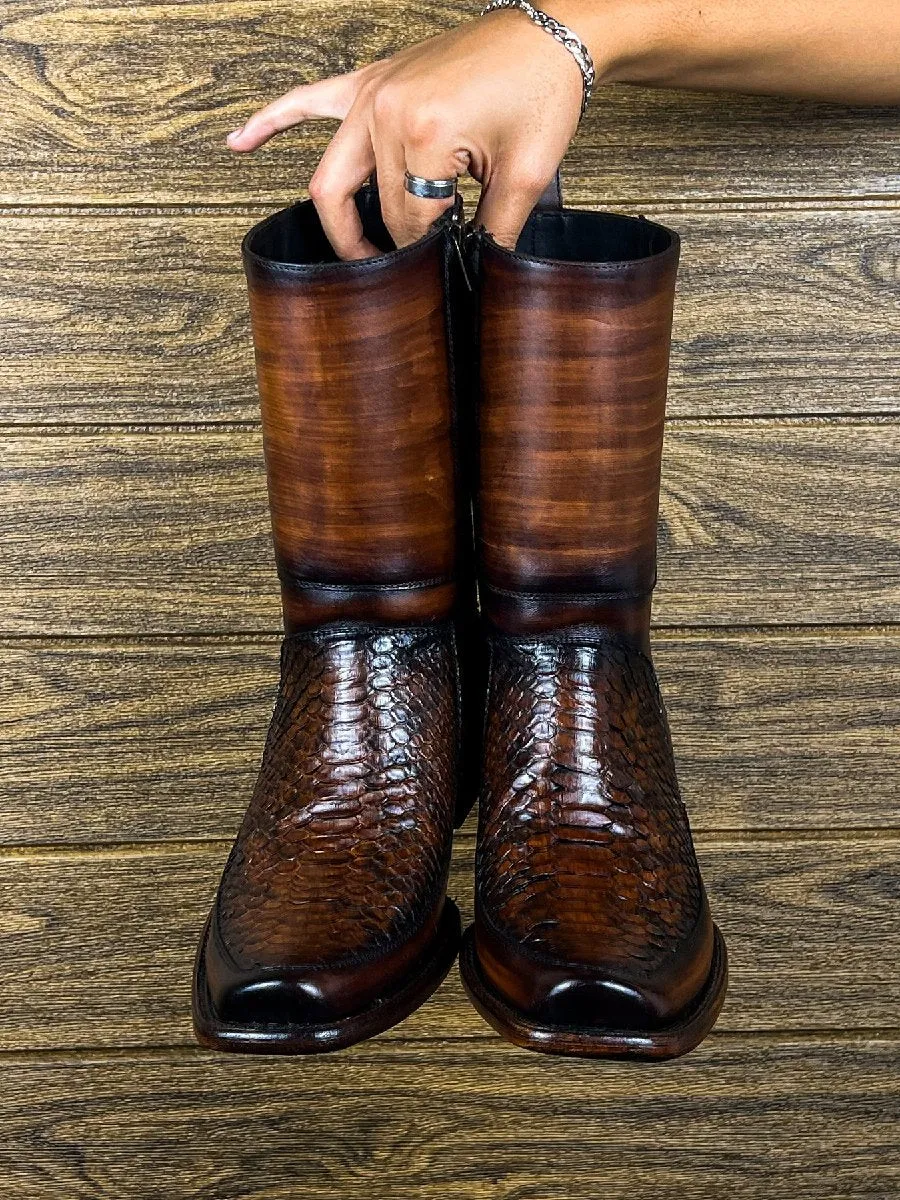 Western Cowboy Boots Trendy Men's Shoes Workwear Fashion Retro Boots