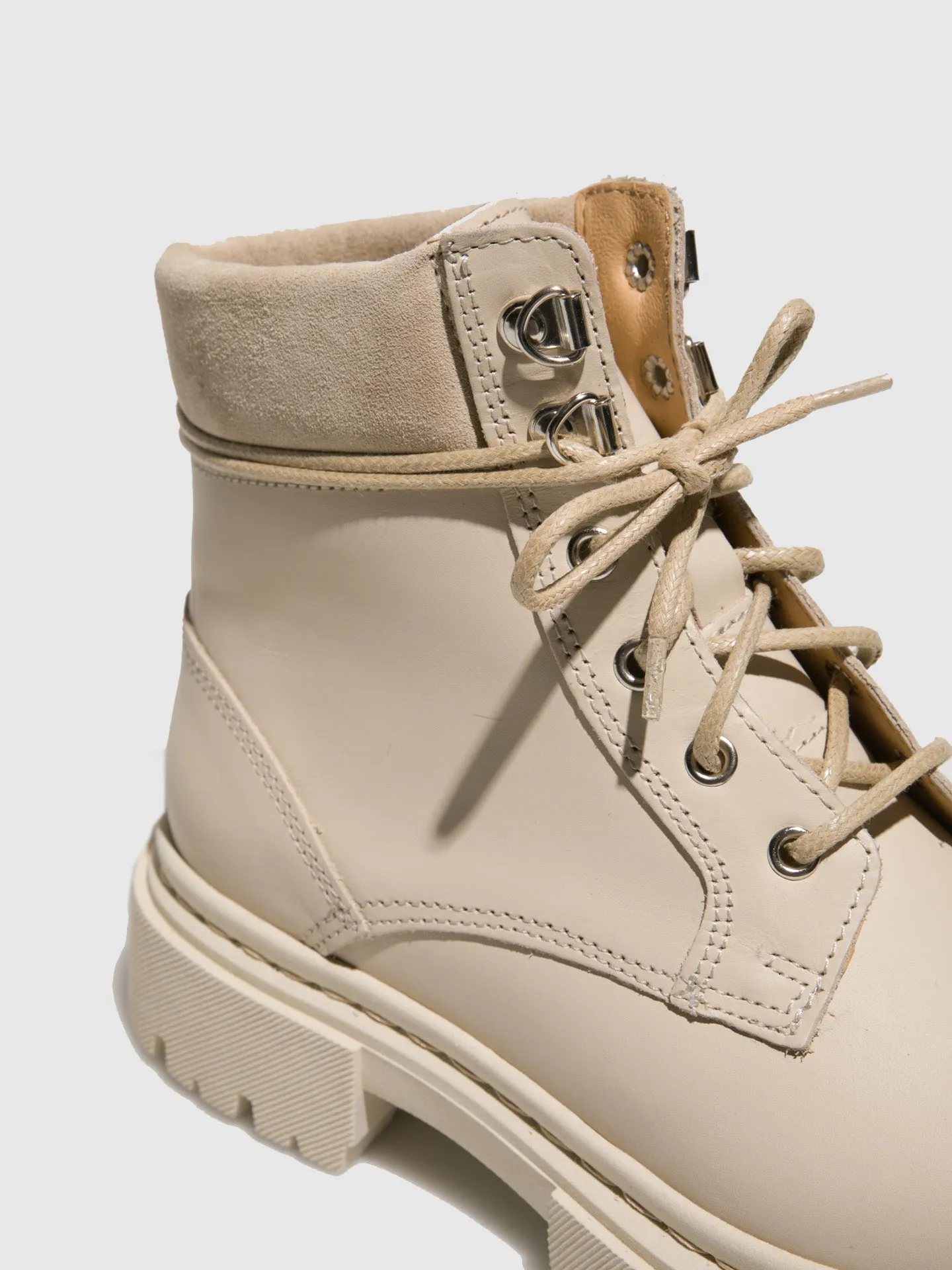White Lace-up Ankle Boots