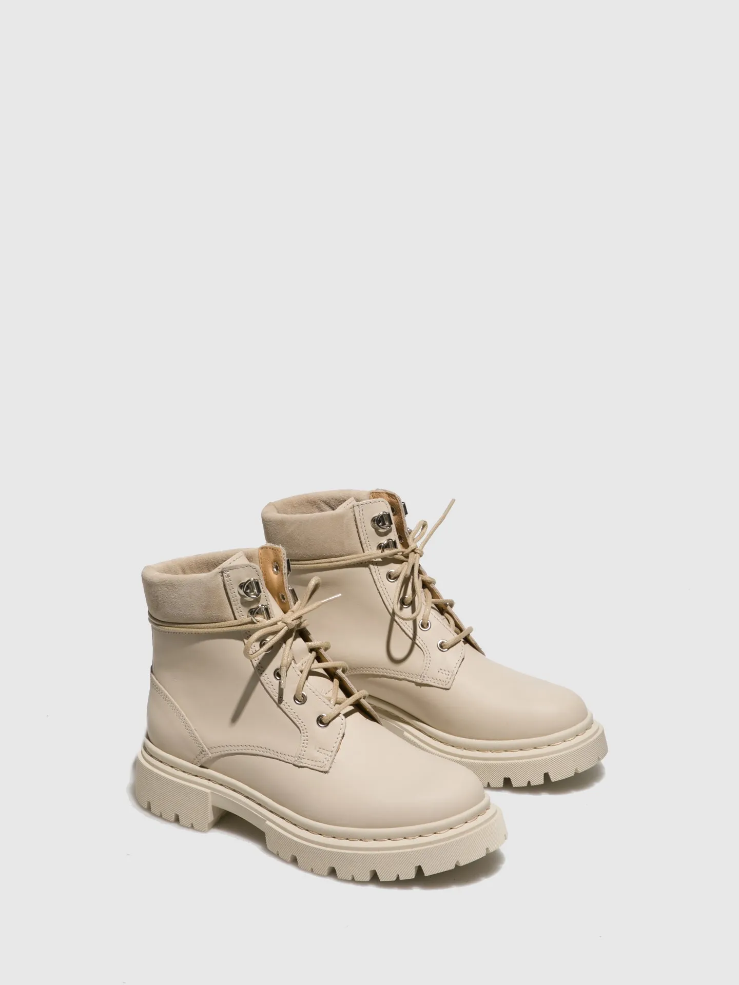 White Lace-up Ankle Boots