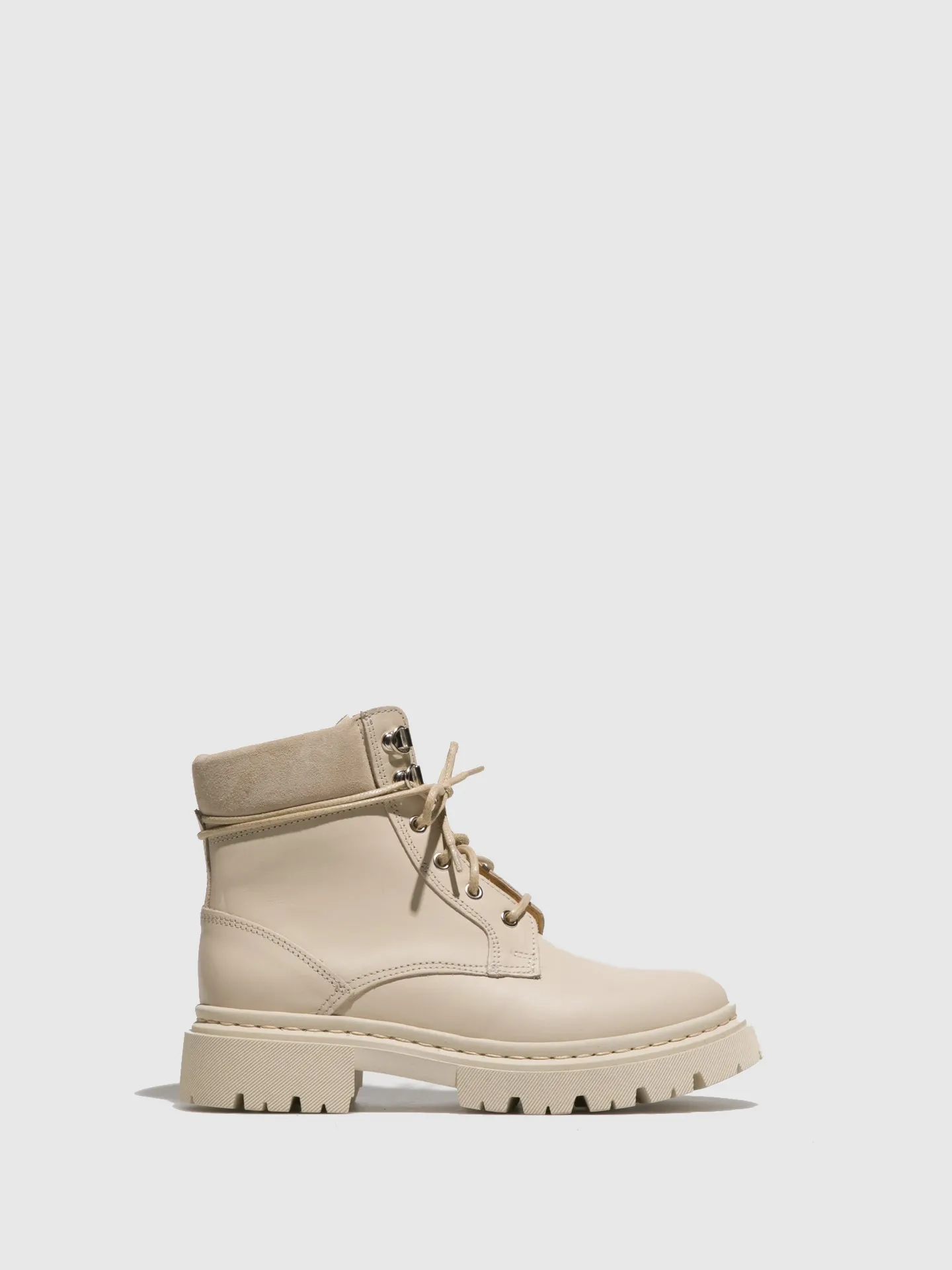 White Lace-up Ankle Boots