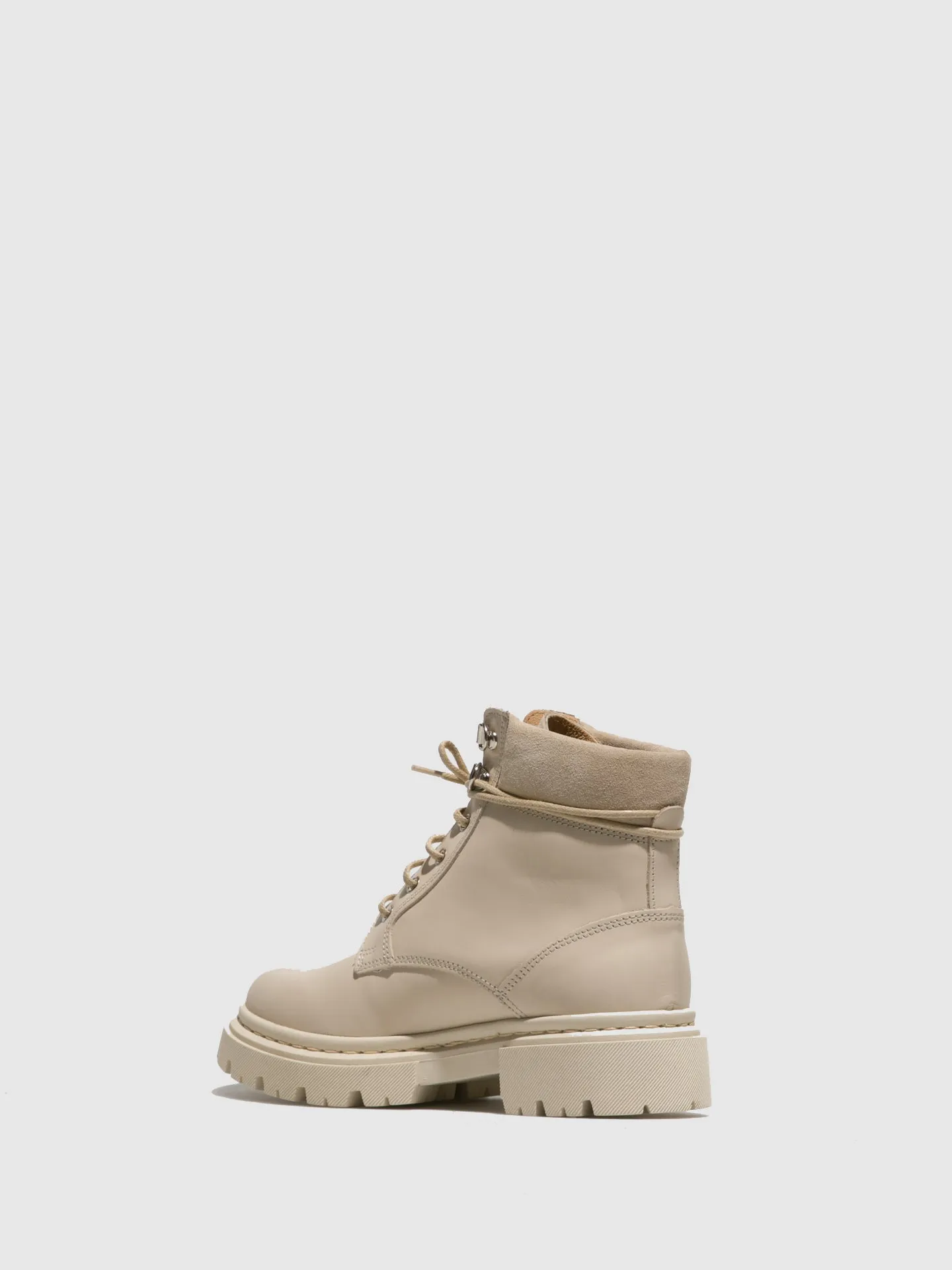 White Lace-up Ankle Boots