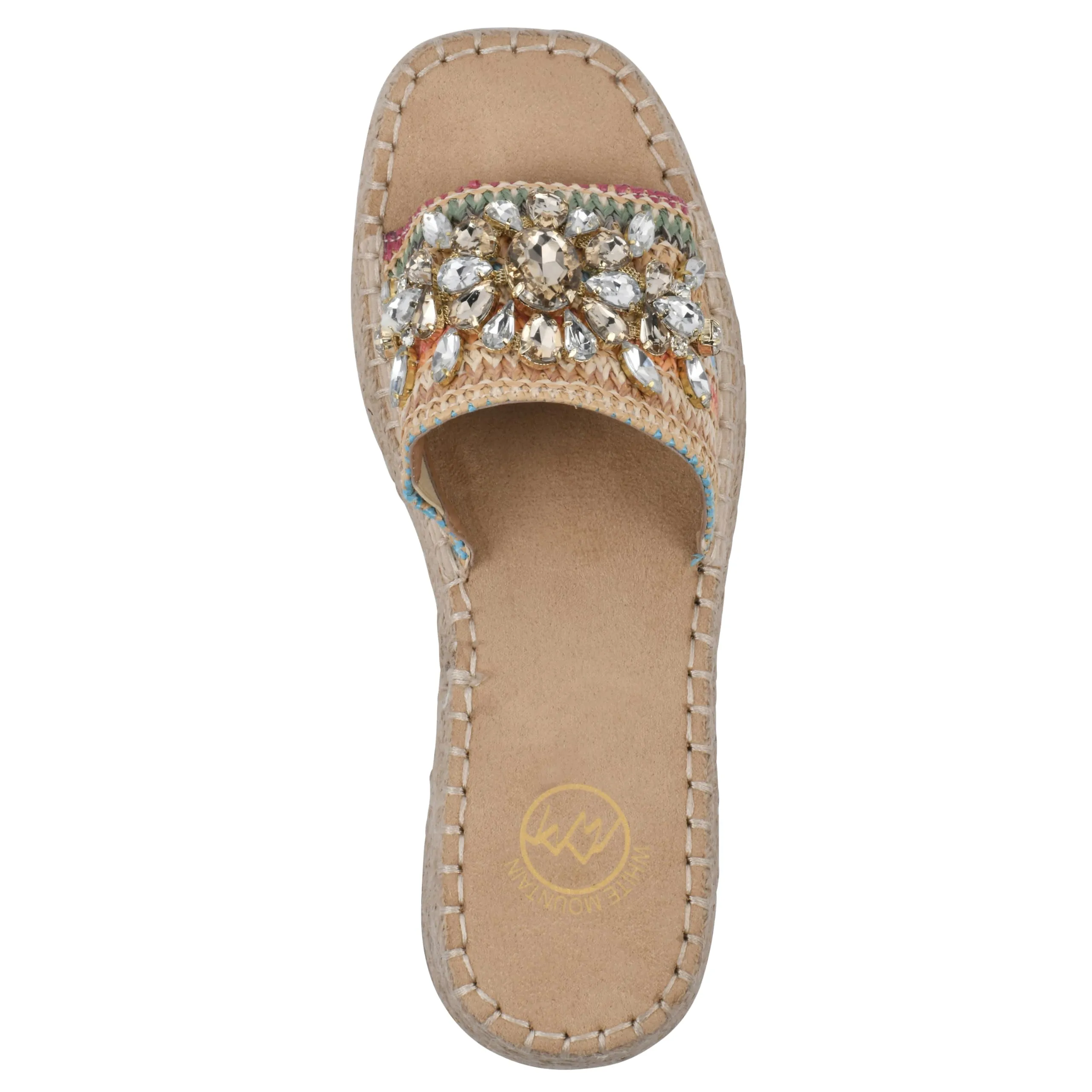 WHITE MOUNTAIN Women's Stitch Low Platform Espadrille Sandal, Natural/Multi, 8 M