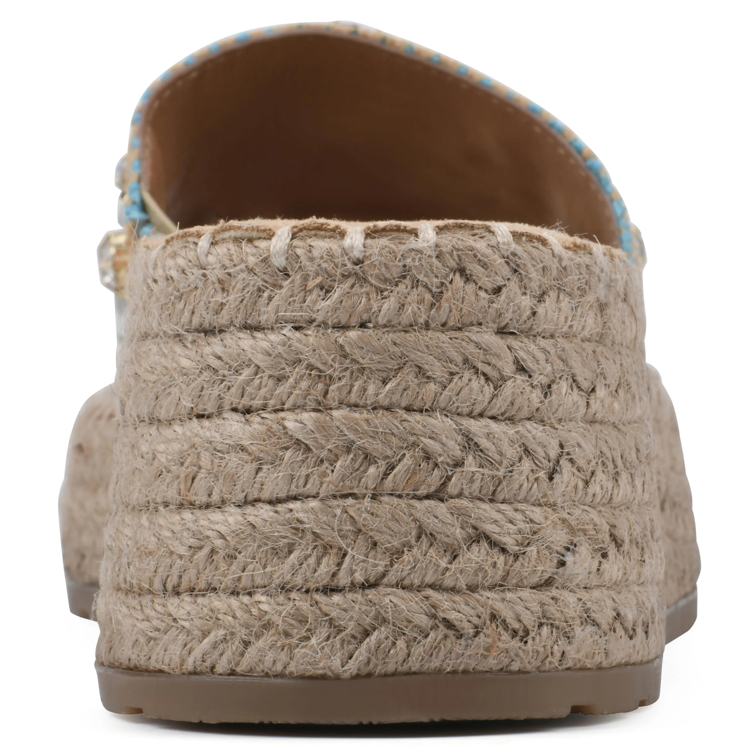 WHITE MOUNTAIN Women's Stitch Low Platform Espadrille Sandal, Natural/Multi, 8 M