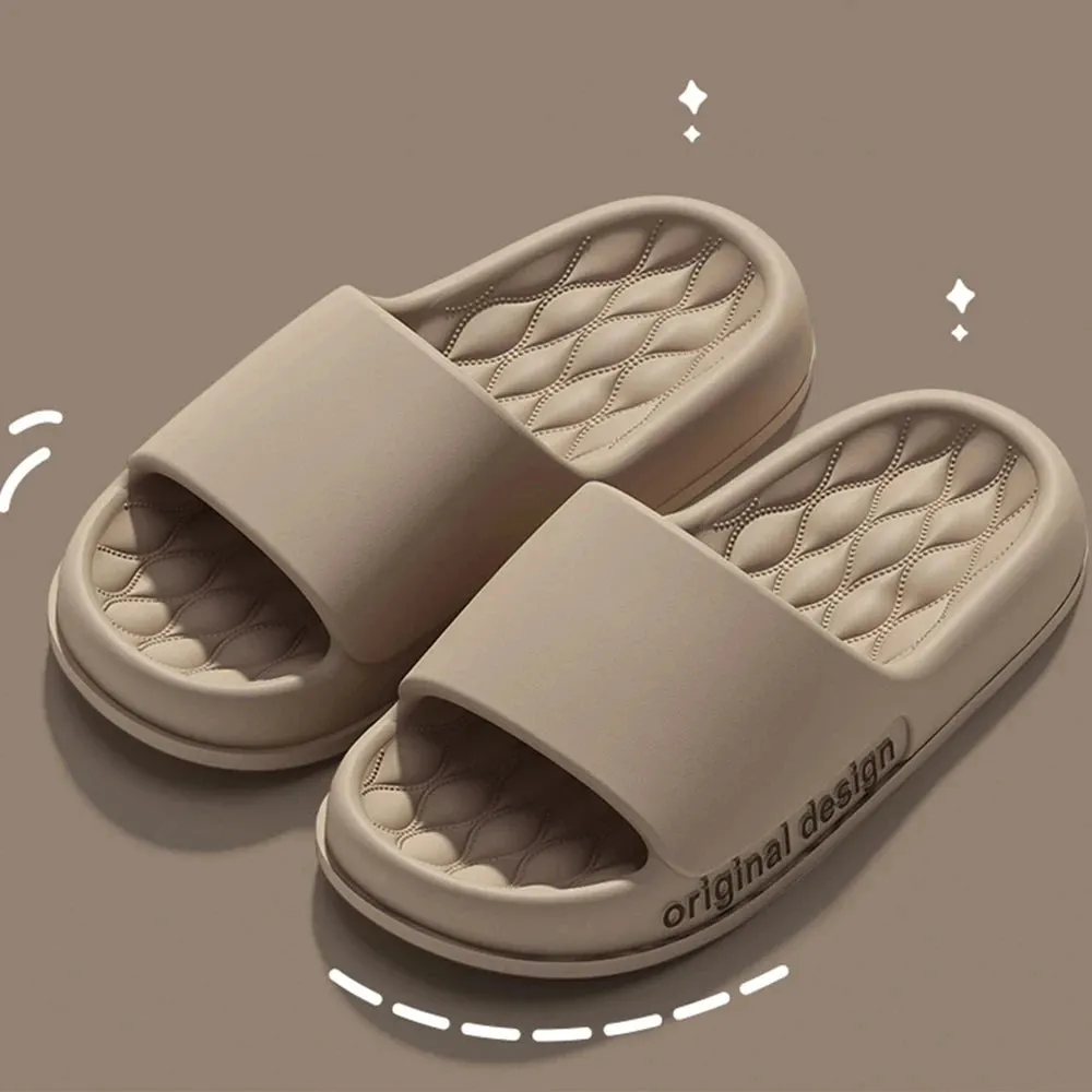 Women Letter Slippers Fashion Soft Cloud Slippers Casual Beach Slippers Shower Bathroom Shoes Non-slip House Slippers