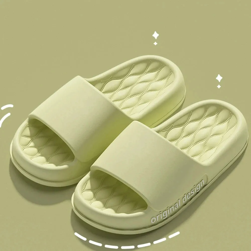 Women Letter Slippers Fashion Soft Cloud Slippers Casual Beach Slippers Shower Bathroom Shoes Non-slip House Slippers