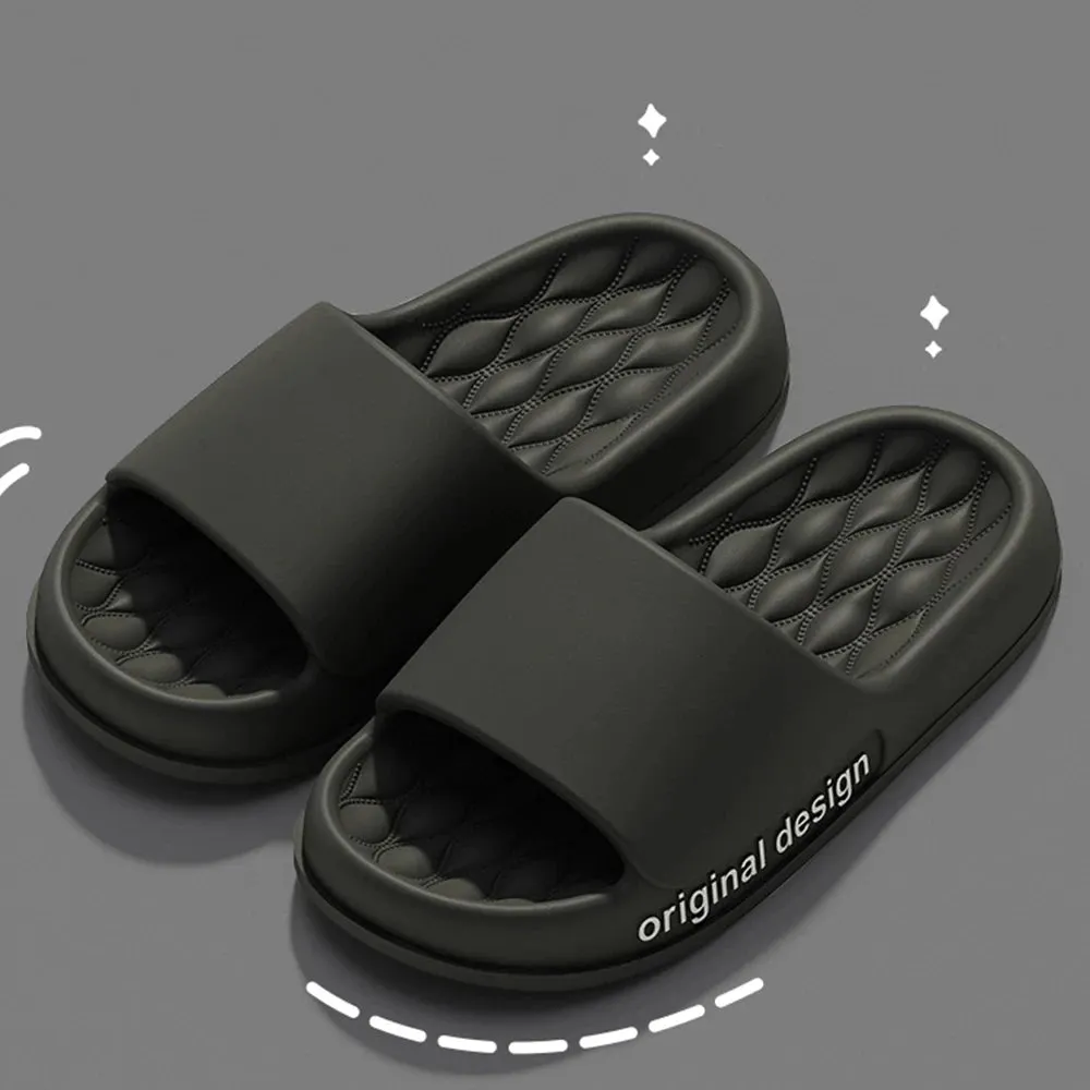 Women Letter Slippers Fashion Soft Cloud Slippers Casual Beach Slippers Shower Bathroom Shoes Non-slip House Slippers