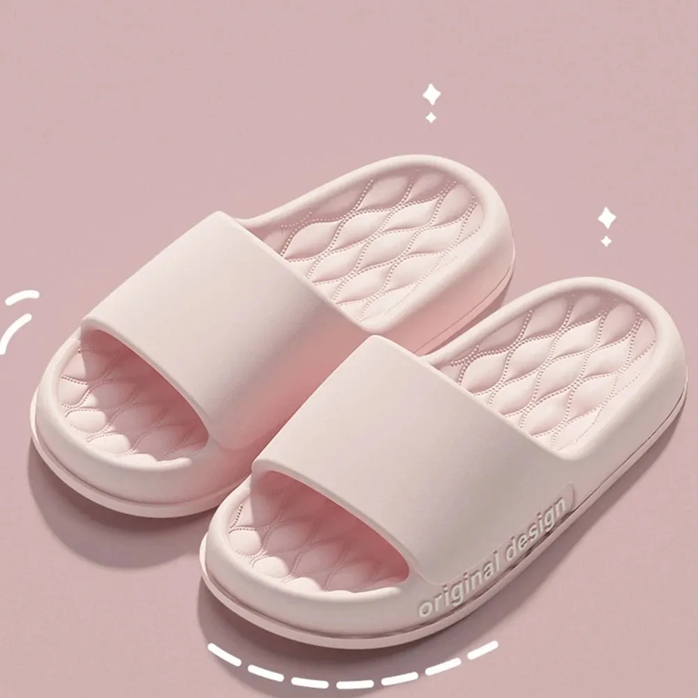 Women Letter Slippers Fashion Soft Cloud Slippers Casual Beach Slippers Shower Bathroom Shoes Non-slip House Slippers