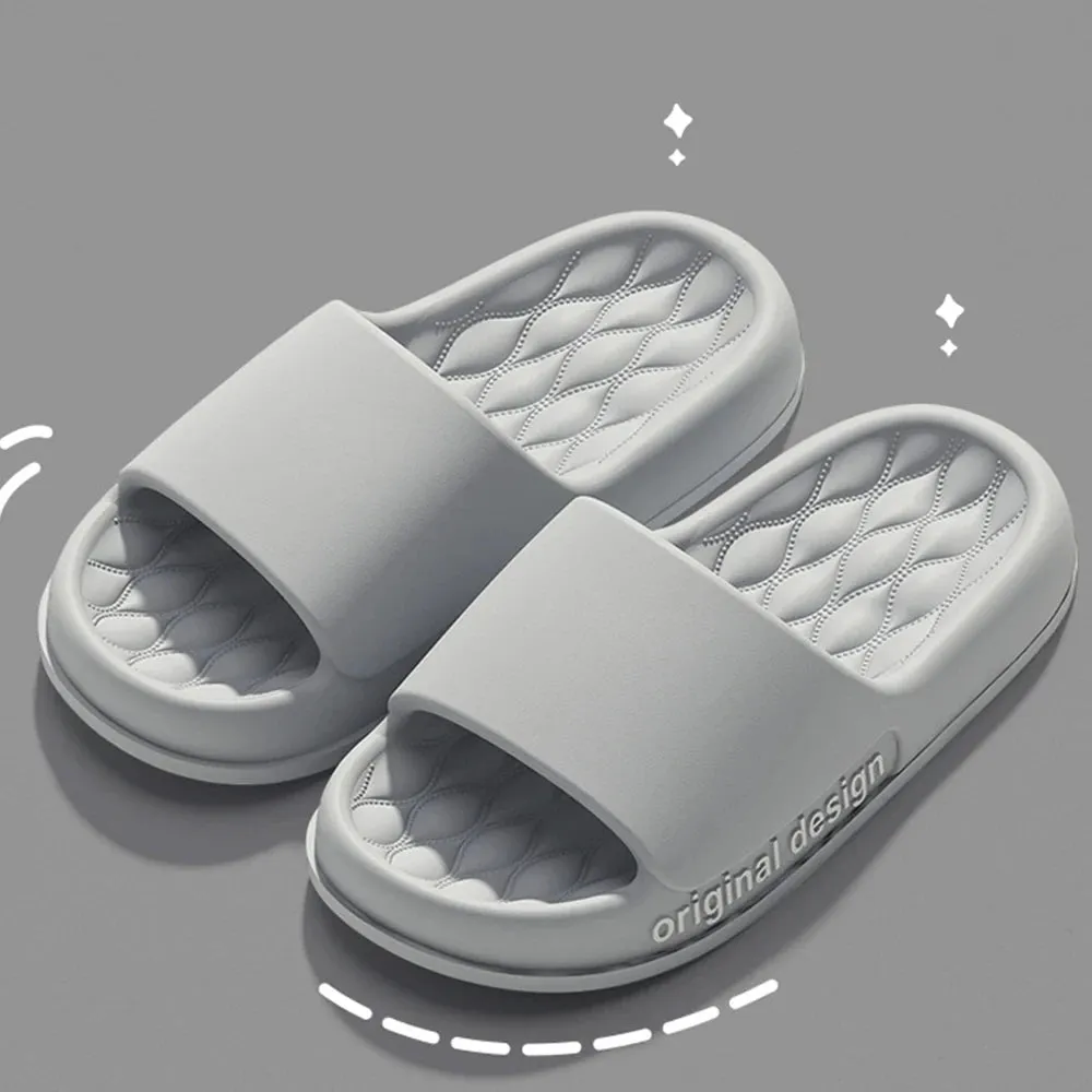 Women Letter Slippers Fashion Soft Cloud Slippers Casual Beach Slippers Shower Bathroom Shoes Non-slip House Slippers