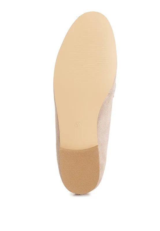 Women's Brown Suede Leather Braided Detail Loafers