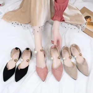 Women's New Versatile Hollow Button Pointed Flat Shoes