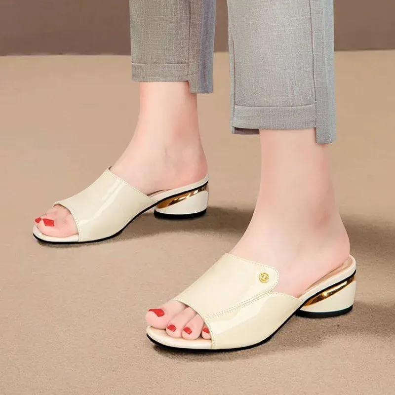 Women's Shoes Fashion Red Sexy xSlippers PU Soft Leather Ladies Comfortable Sandals
