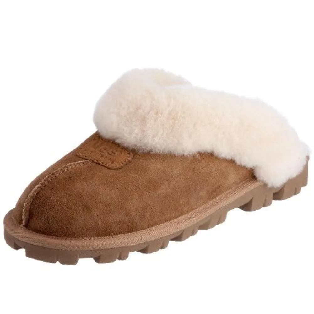 Women's Shoes UGG COQUETTE Sheepskin Slide Slippers 5125 CHESTNUT