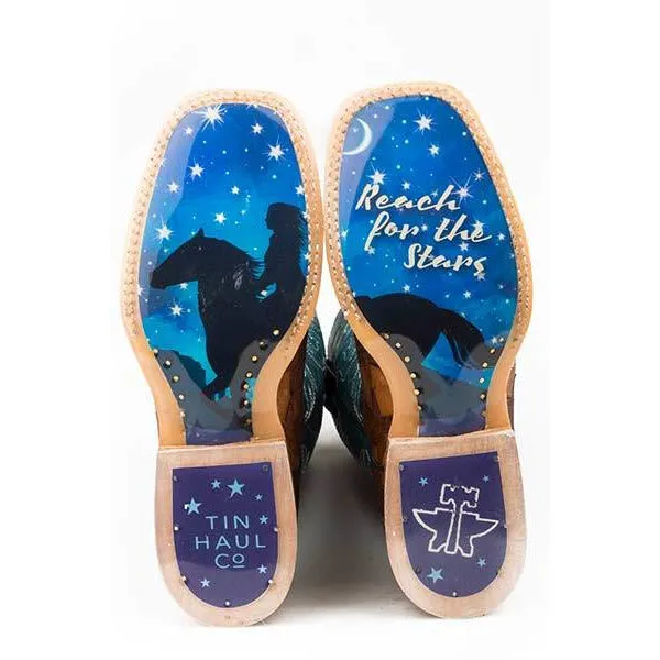 Women's Tin Haul Wish Upon A Star Boots With Dream Rider Sole Handcrafted Brown